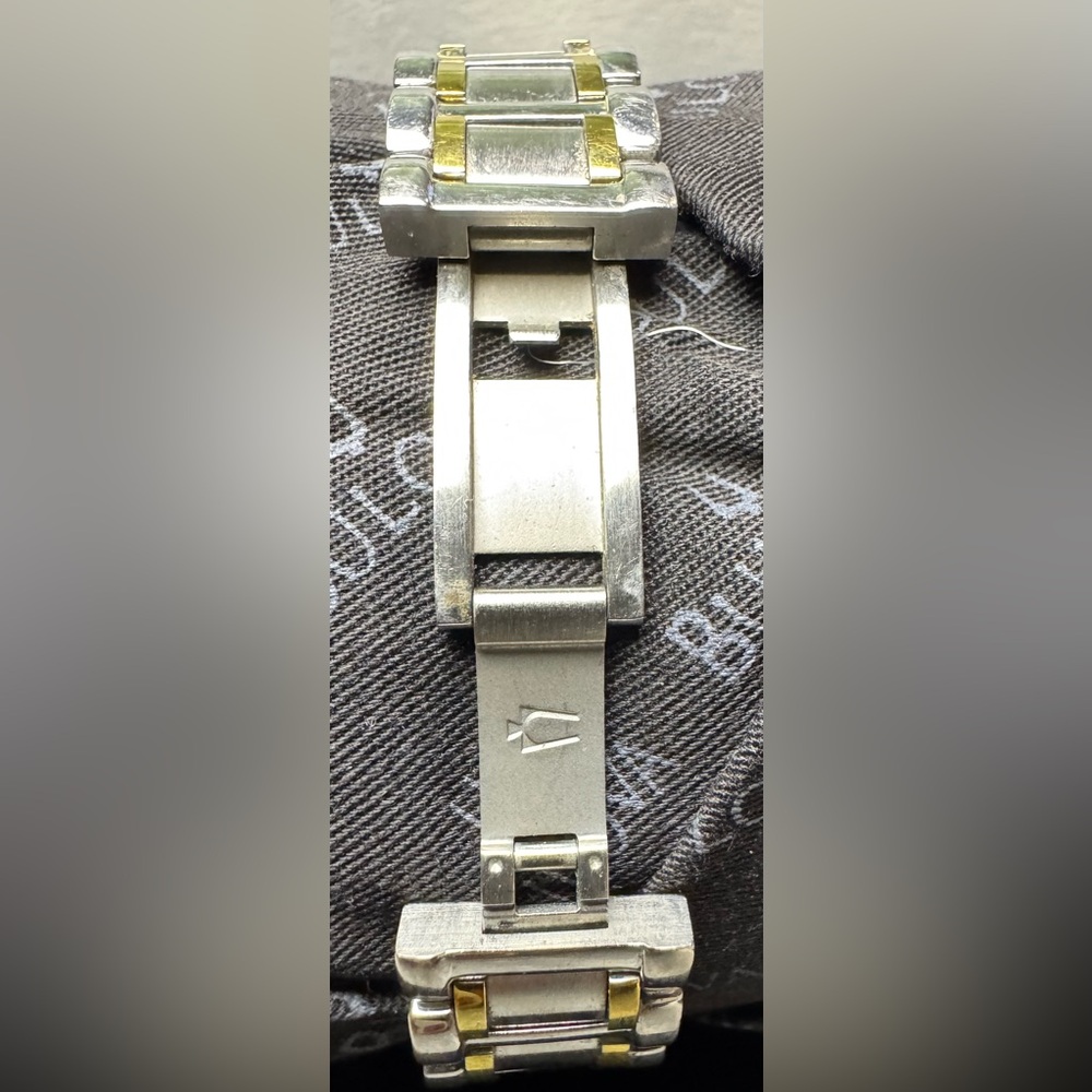 Bulova Two-Tone Stainless Mother of Pearl, Diamond Bezel Date Indicator Watch - Picture 10 of 15